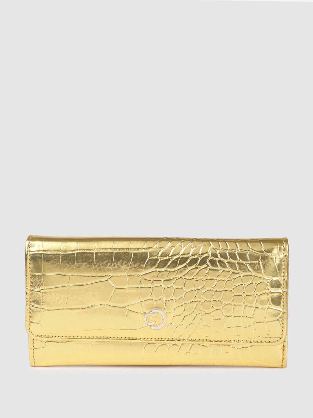 

Caprese Women Textured Two Fold Wallet, Gold