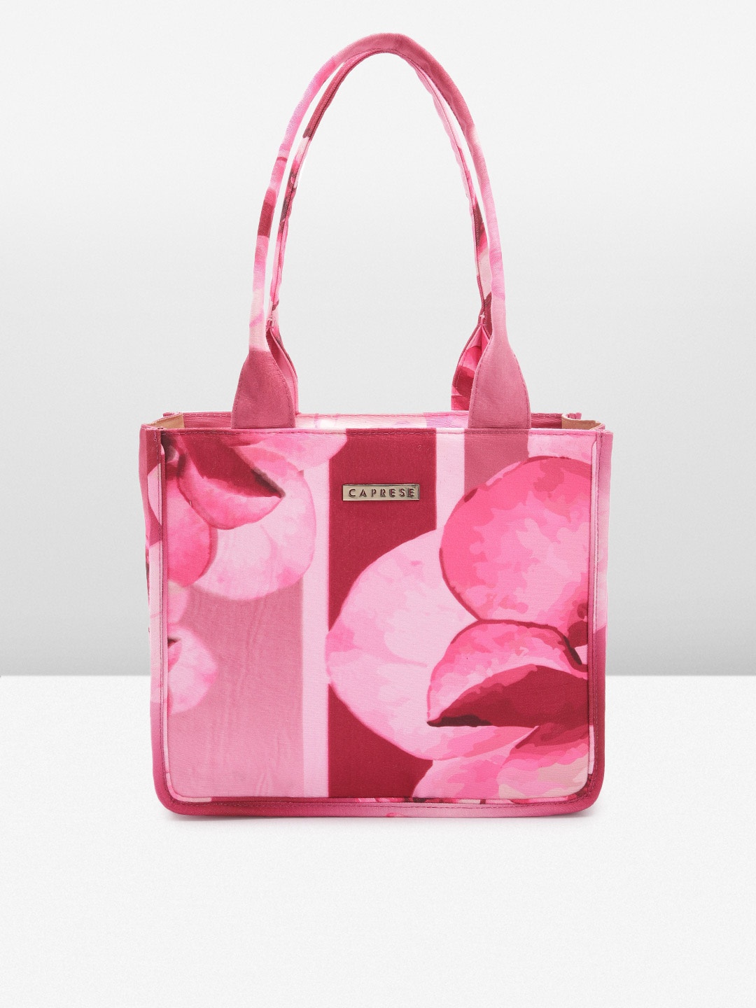 

Caprese Floral Printed Structured Shoulder Bag, Pink