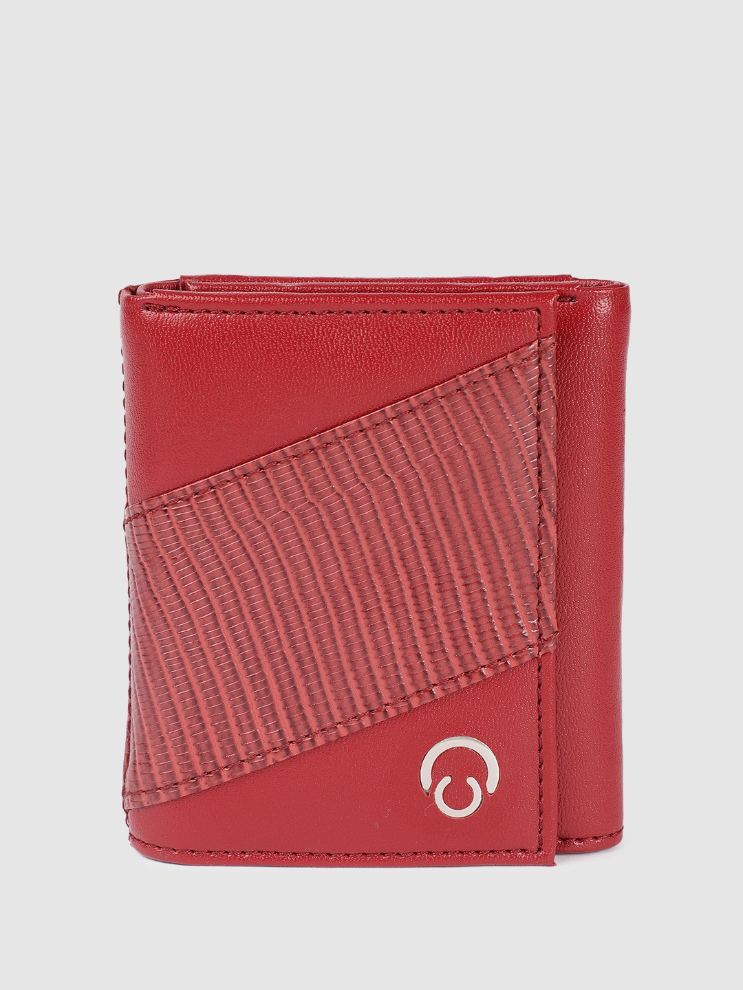 

Caprese Women Animal Textured RFID Three Fold Wallet, Maroon