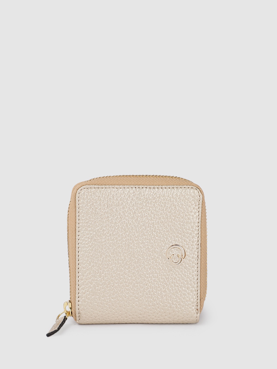 

Caprese Women Solid Zip Around Wallet, Gold