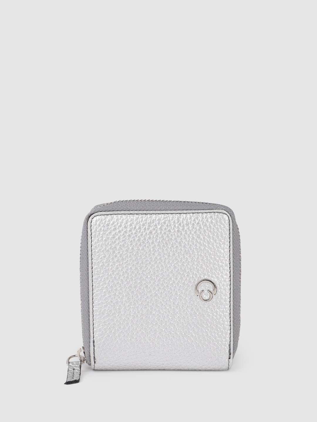 

Caprese Women Solid Zip Around Wallet, Silver