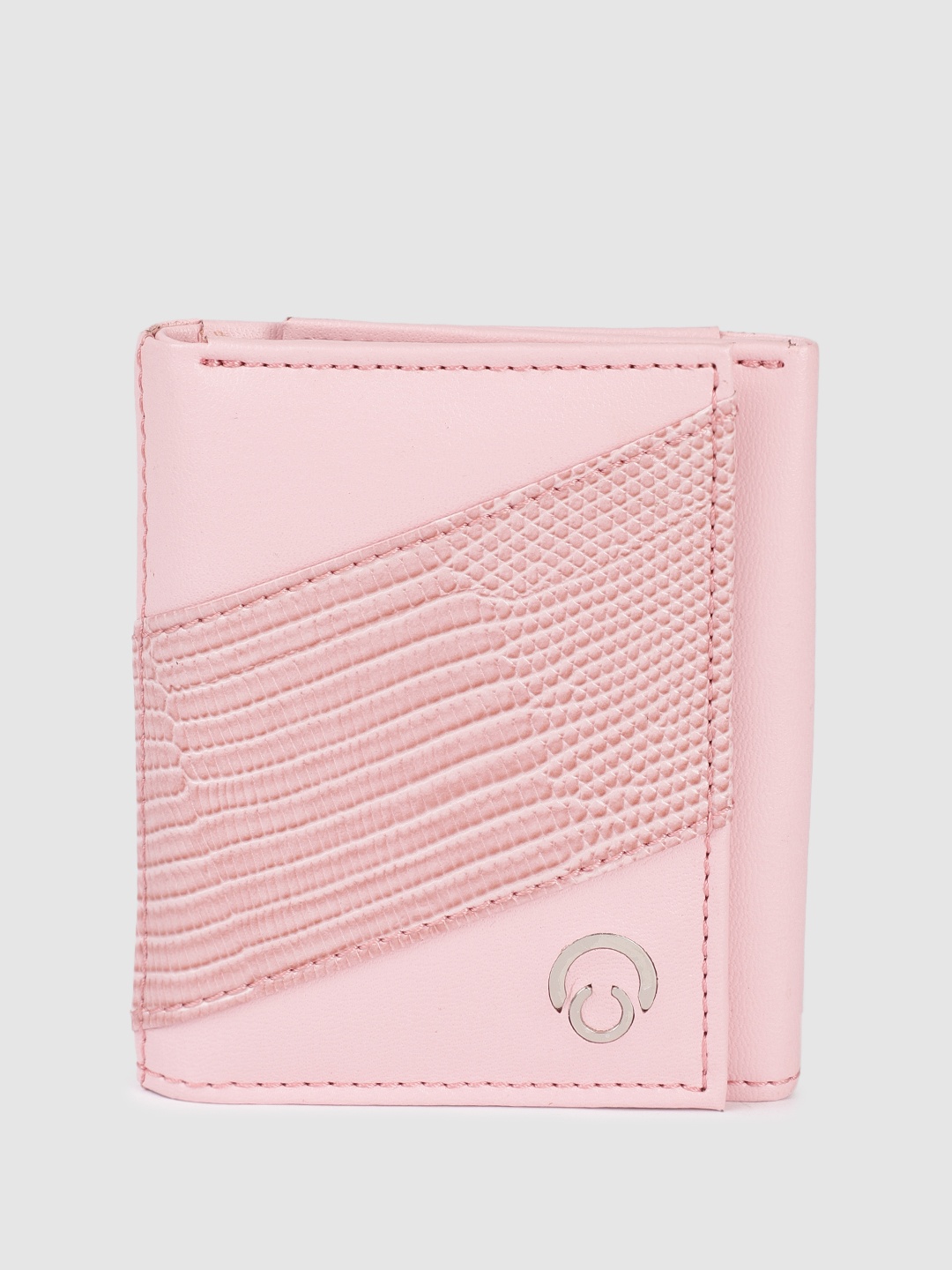 

Caprese Women Animal Textured RFID Three Fold Wallet, Pink