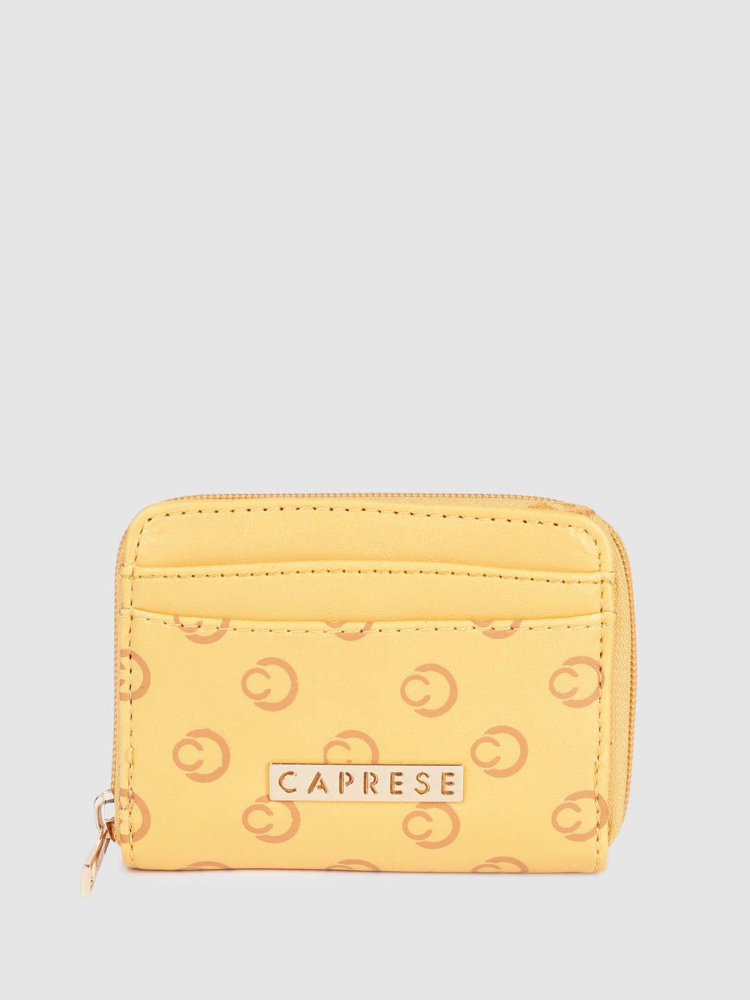

Caprese Women Printed Zip Around Wallet, Yellow