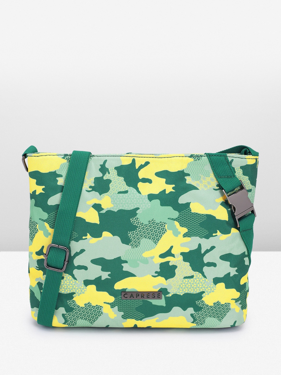 

Caprese Camouflage Printed Sling Bag, Green