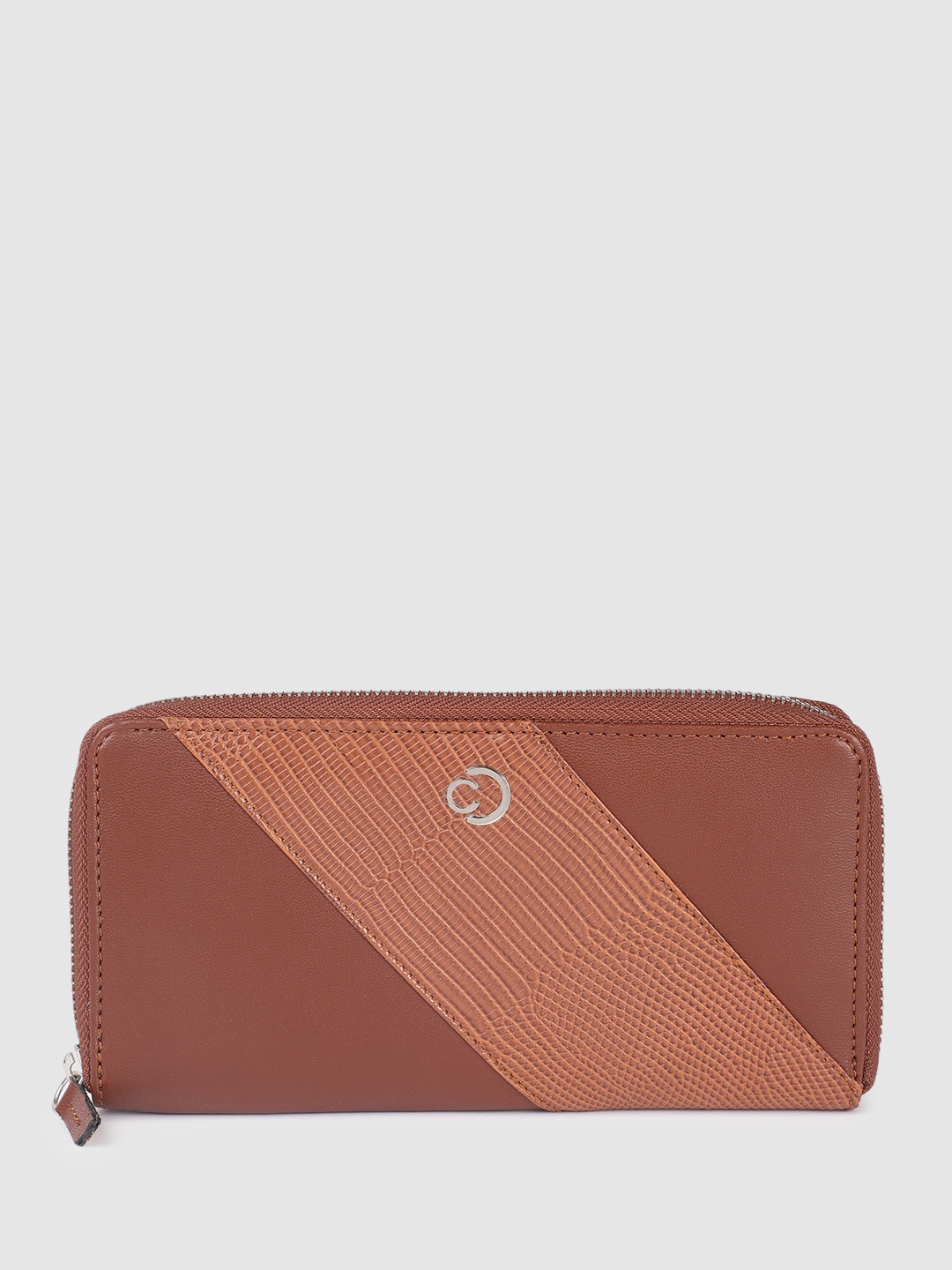 

Caprese Women Animal Textured RFID Zip Around Wallet, Brown