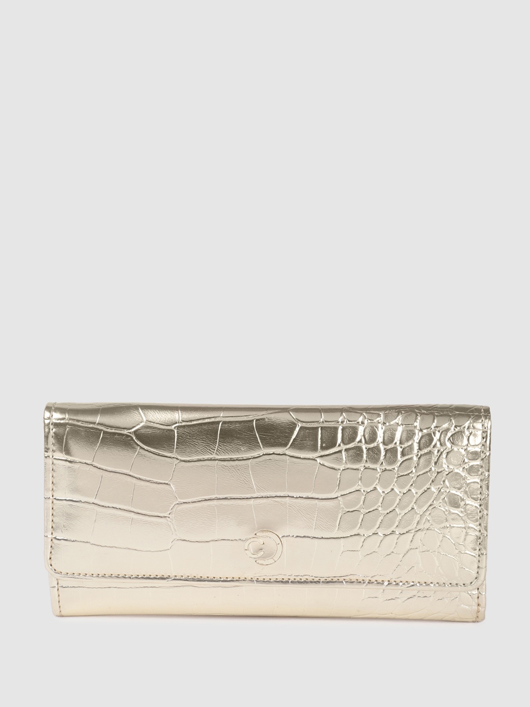 

Caprese Women Textured Two Fold Wallet, Gold