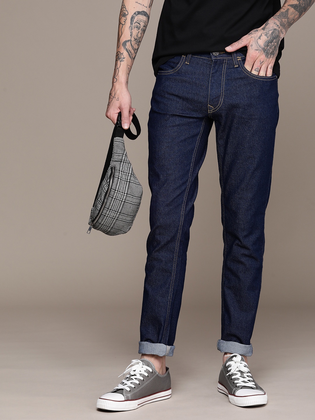 

WROGN Men Slim Fit Stretchable Jeans, Blue