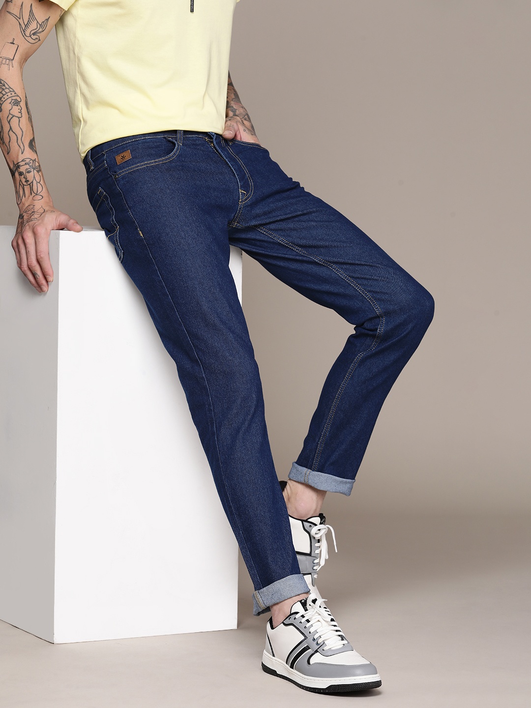 

WROGN Men Slim Fit Stretchable Jeans, Blue