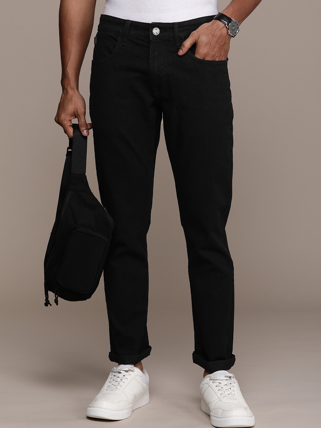 

WROGN Men Slim Fit Stretchable Jeans, Black
