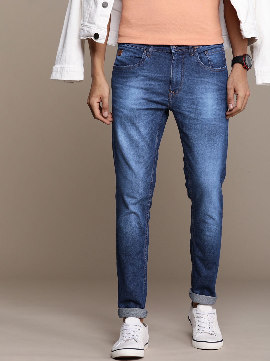 

WROGN Men Slim Fit Light Fade Stretchable Jeans, Blue