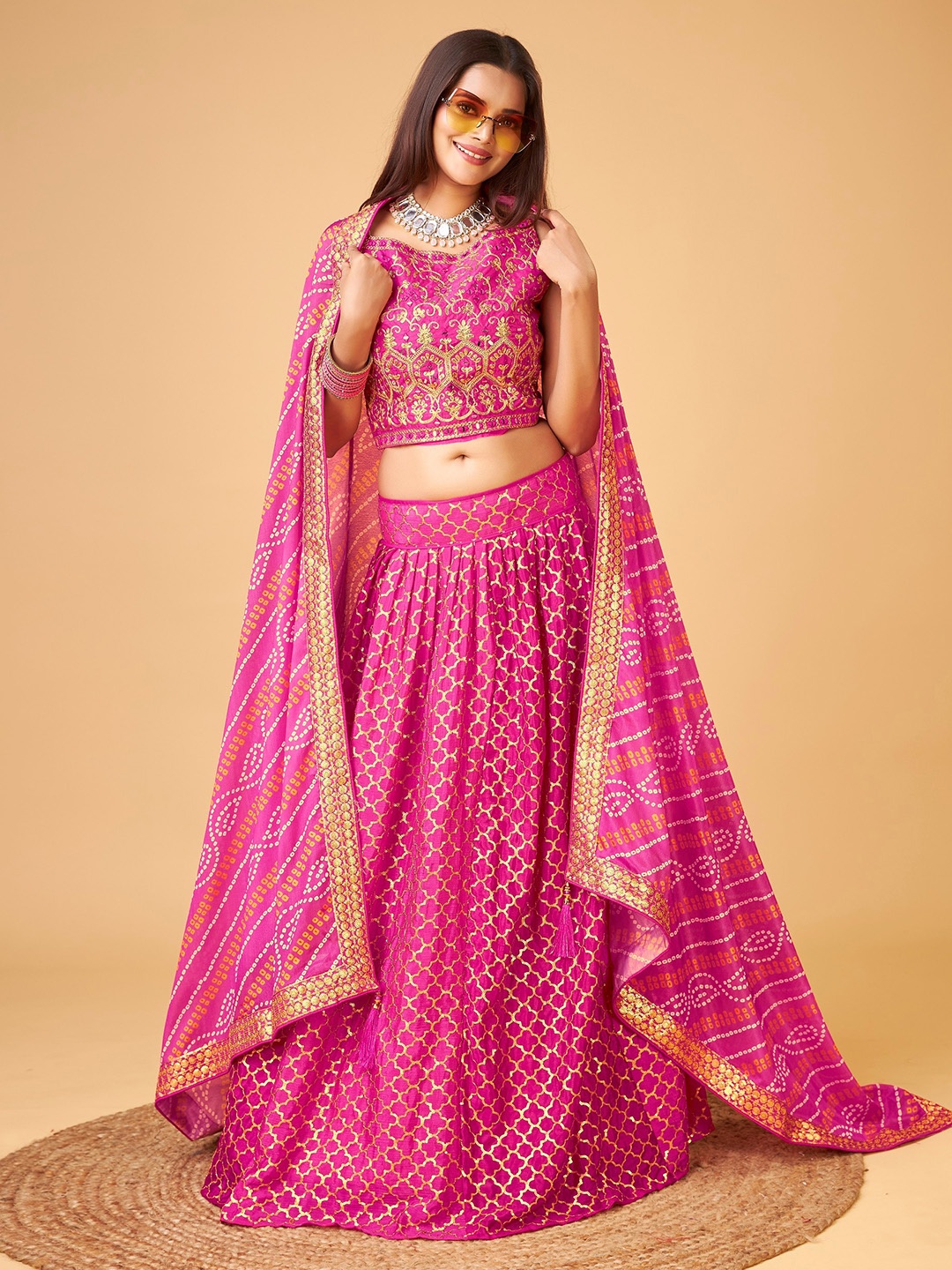 

Sarvayog Fashion Embroidered Semi-Stitched Lehenga & Unstitched Blouse With Dupatta, Pink