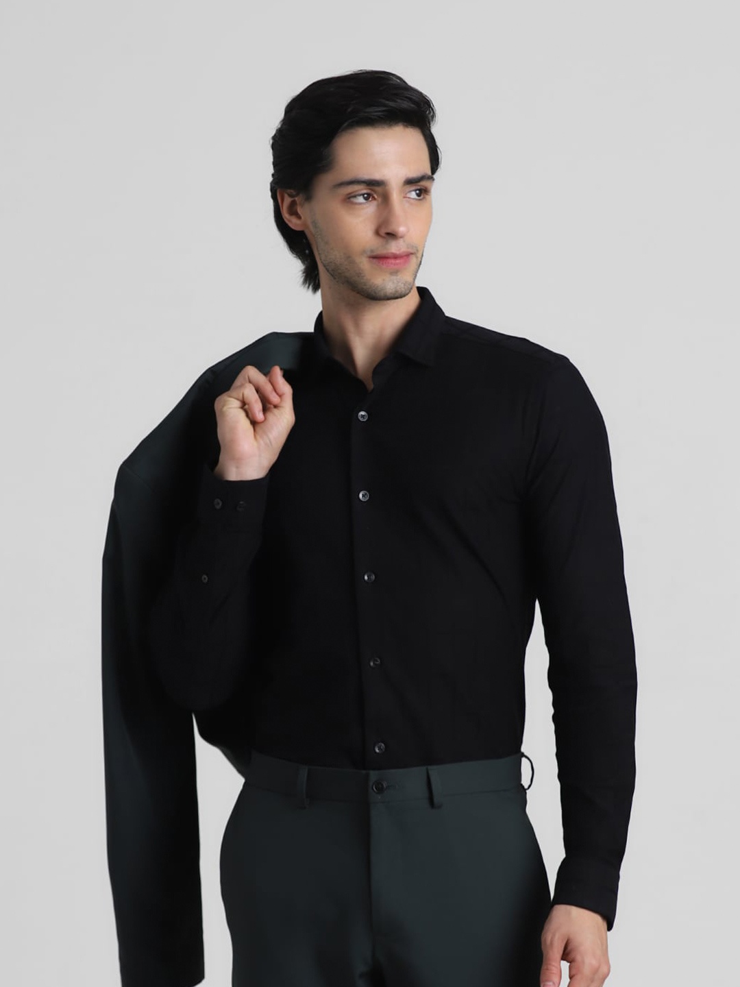 

Jack & Jones Spread Collar Cotton Casual Shirt, Black