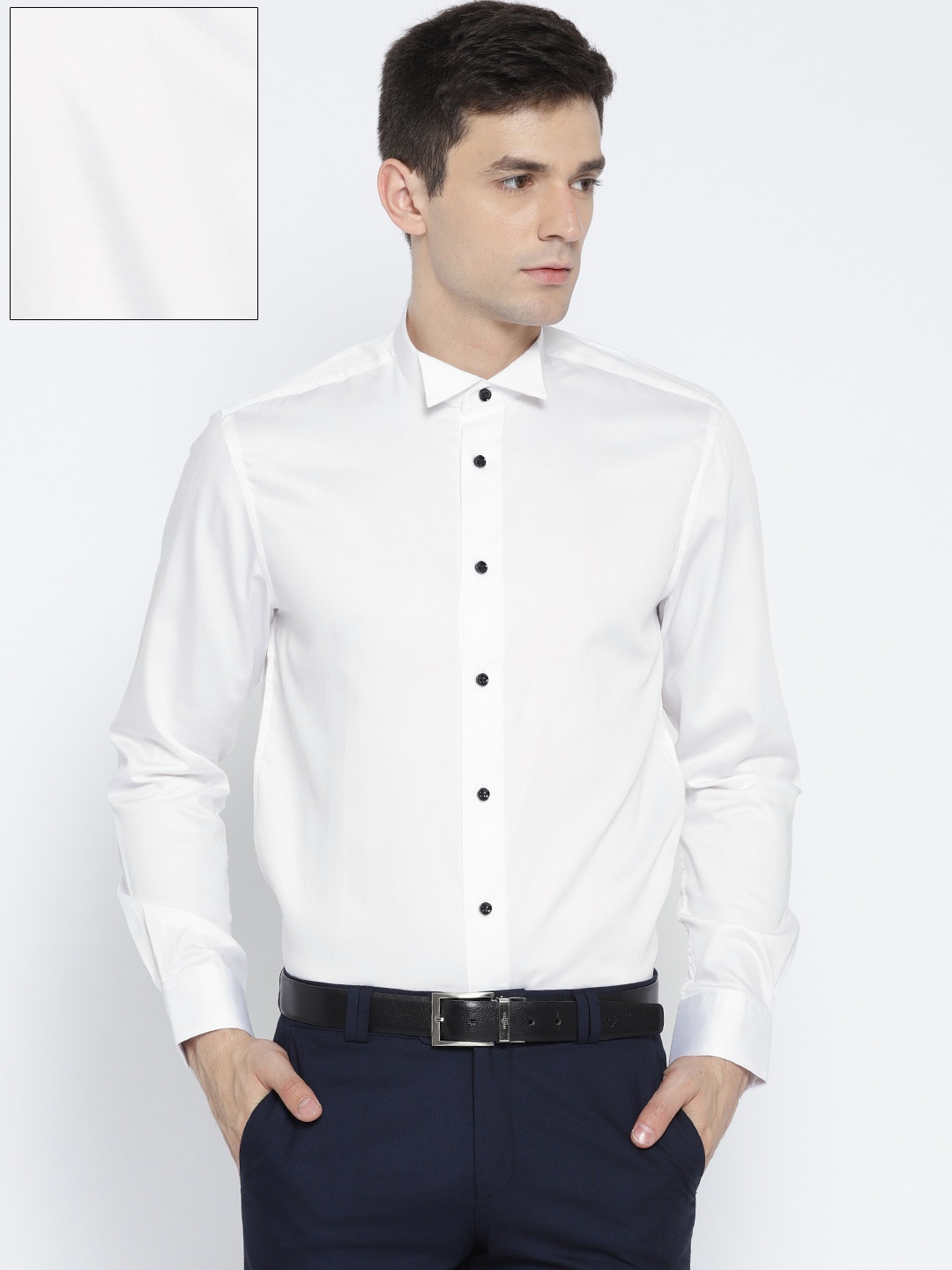 

Blackberrys Men White Slim Fit Solid Partywear Shirt