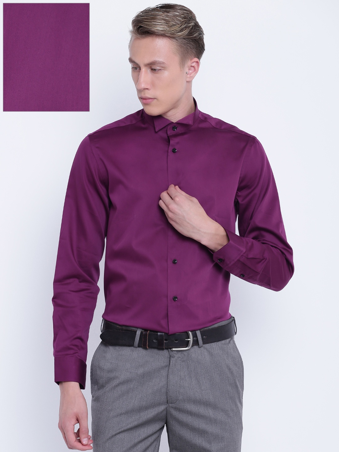 

Blackberrys Burgundy Slim Fit Solid Formal Shirt