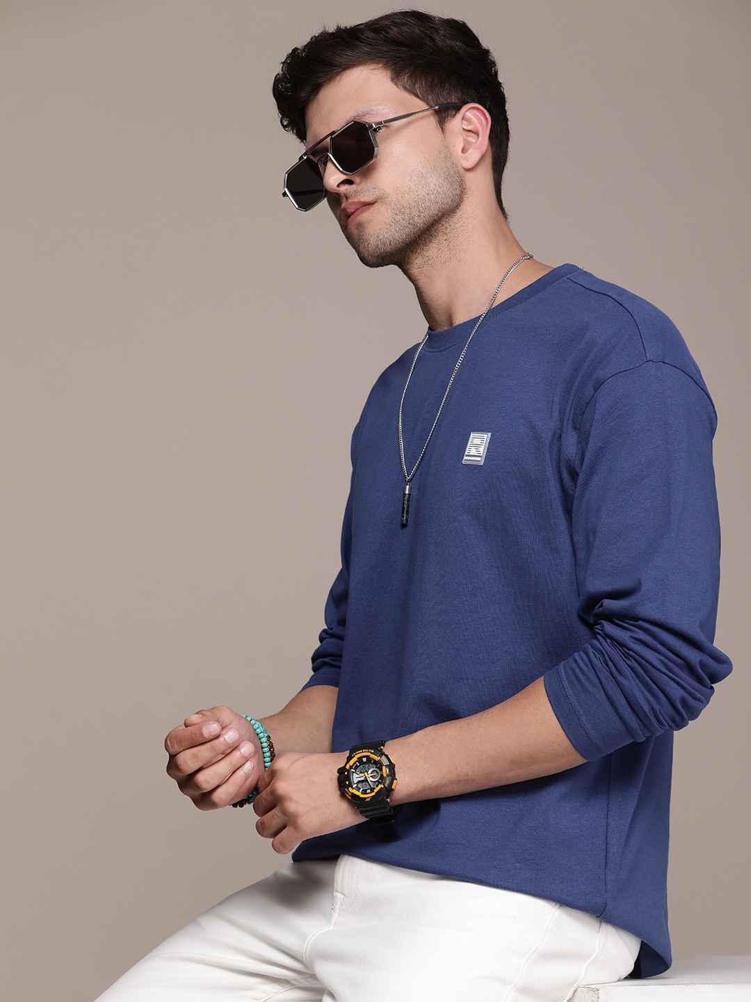 

The Roadster Lifestyle Co. Solid Pure Cotton T-shirt, Blue