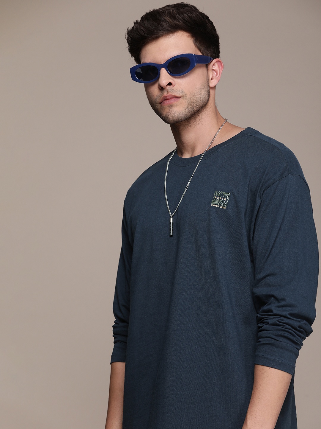 

The Roadster Lifestyle Co. Solid Pure Cotton T-shirt, Navy blue