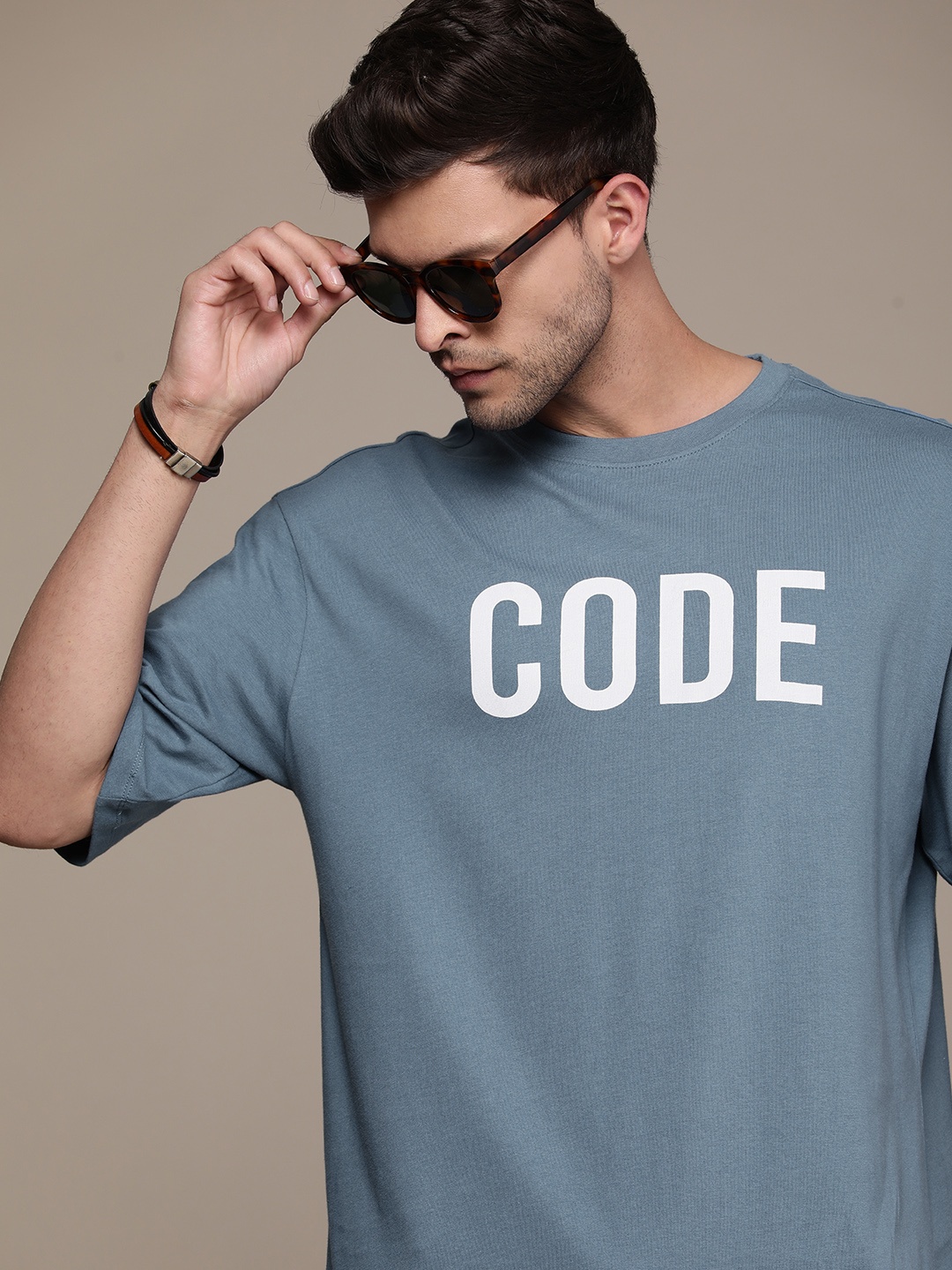 

The Roadster Lifestyle Co. Oversized Fit Typography Printed Pure Cotton T-shirt, Blue