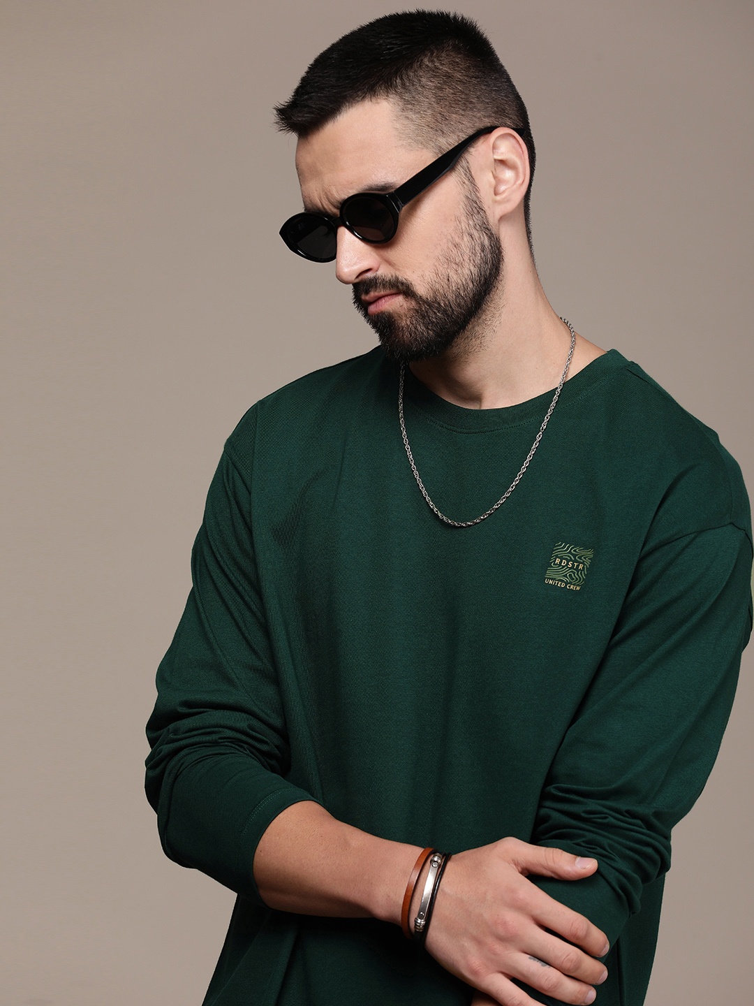

The Roadster Lifestyle Co. Oversized Fit Pure Cotton T-shirt, Green
