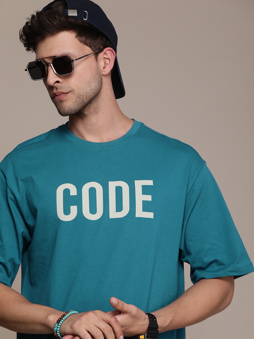 

The Roadster Lifestyle Co. Typography Printed Pure Cotton T-shirt, Teal