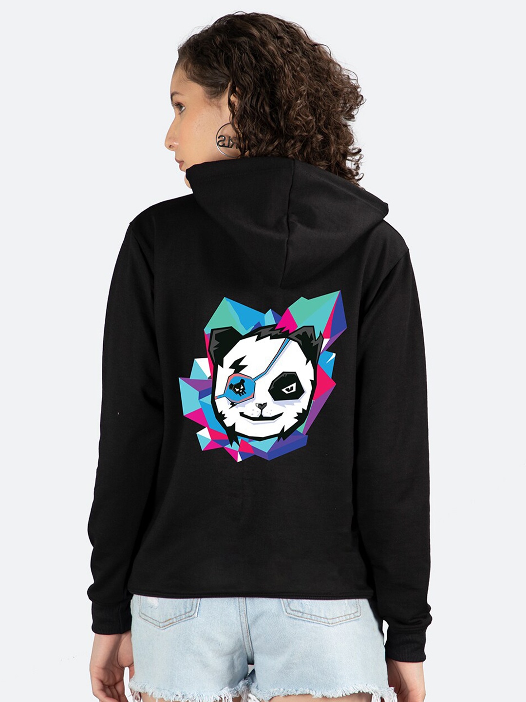 

Mad Over Print Graphic Printed Long Sleeves Hooded Fleece Pullover, Black