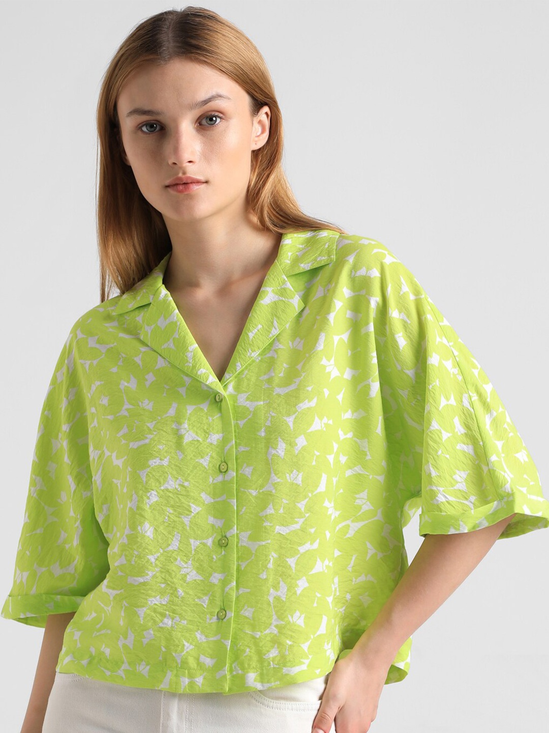 

ONLY Opaque Printed Casual Shirt, Green