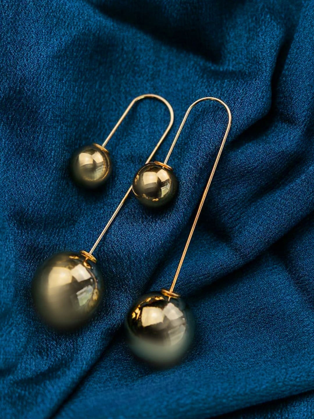 

PRIVIU Gold-Plated Spherical Drop Earrings