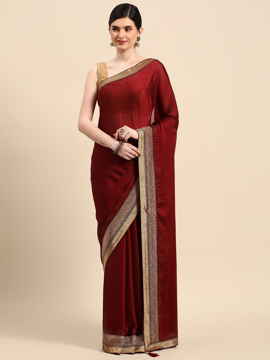 

Mitera Zari Satin Saree, Maroon