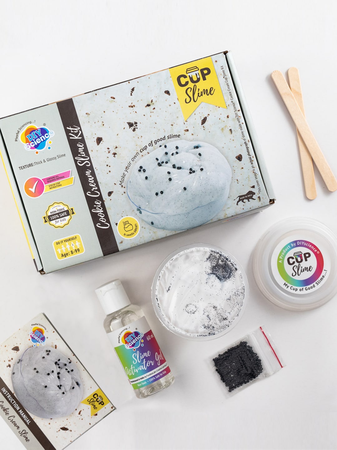 

WEMBLEY Kids Scented Slime With Glitter Glue Activator Gel Toppings, White