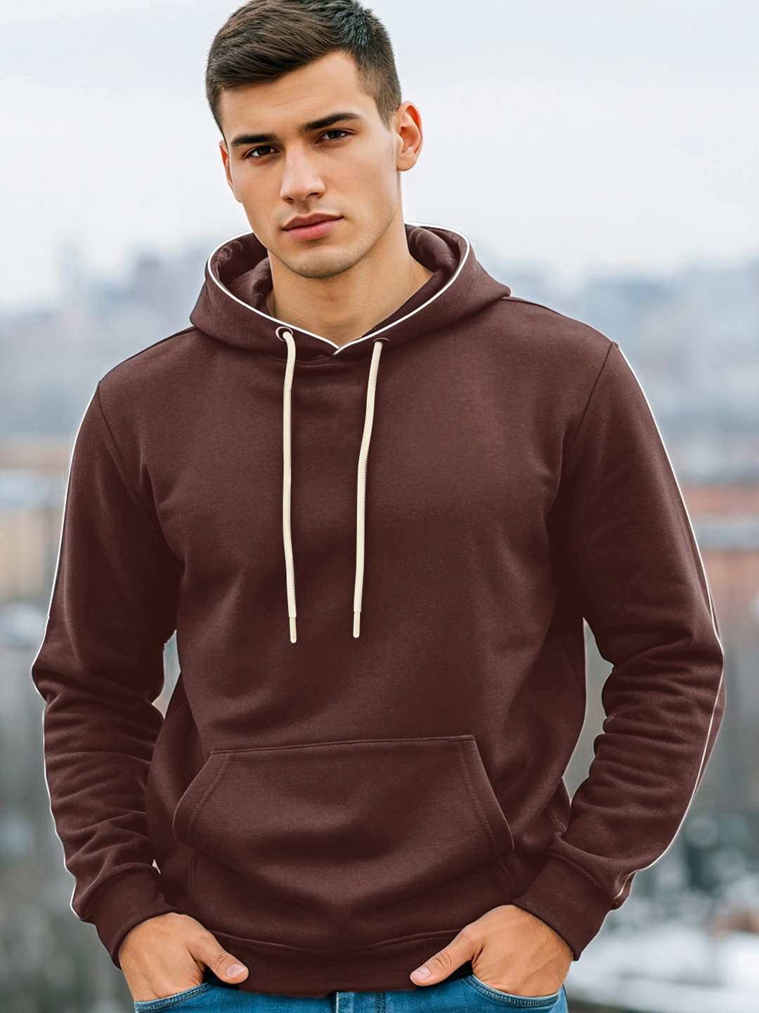 

Bewakoof Men Brown Hoodie, Maroon