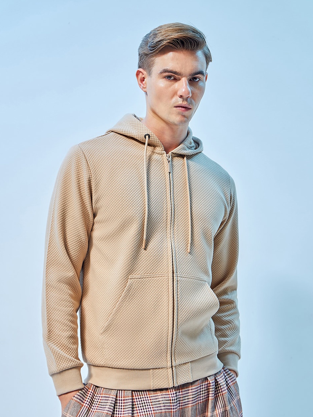 

Bewakoof Hooded Front-Open Sweatshirt, Brown