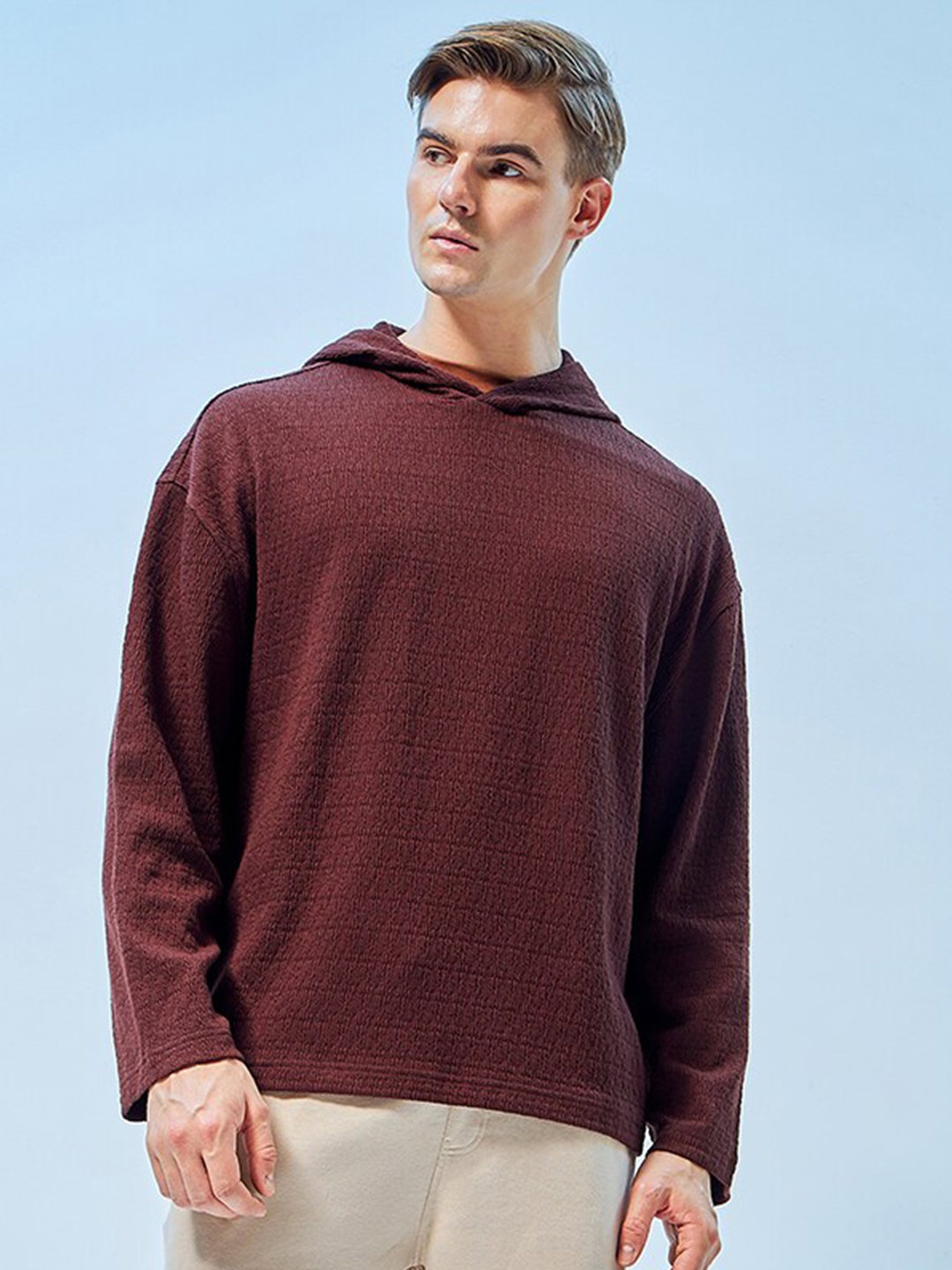 

Bewakoof Hooded Oversized Pullover Sweatshirt, Maroon
