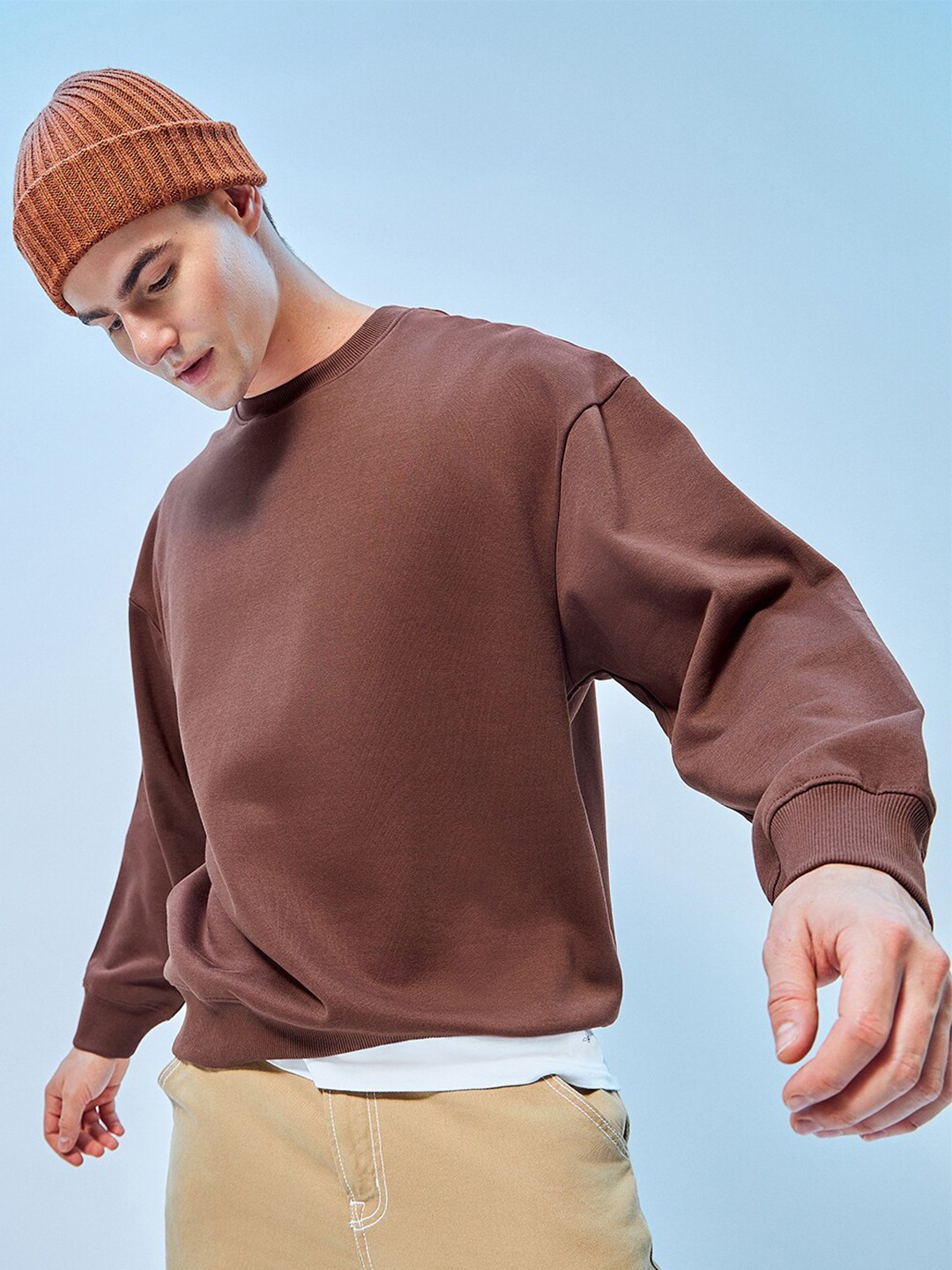

Bewakoof Heavy Duty 1.0 Men Oversized Sweatshirt, Maroon