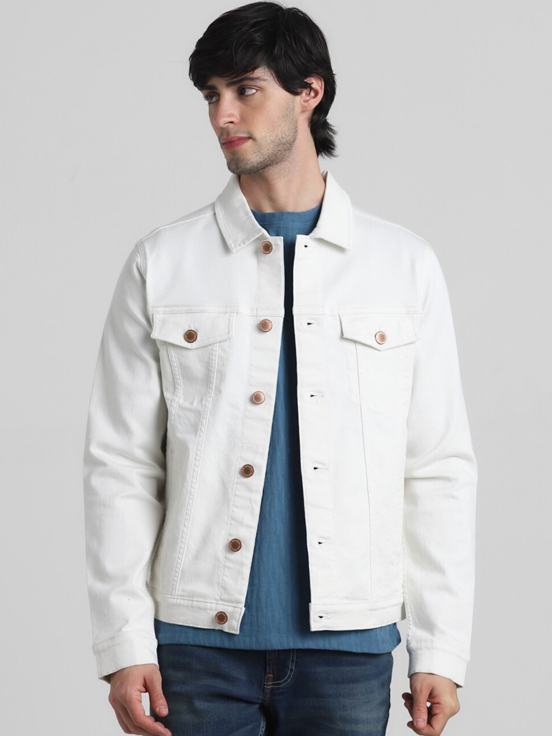 

Jack & Jones Spread Collar Denim Jacket, White