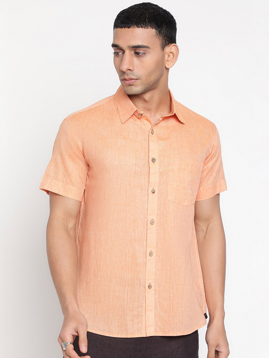 

JAVINISHKA India Slim Pure Cotton Casual Shirt, Peach