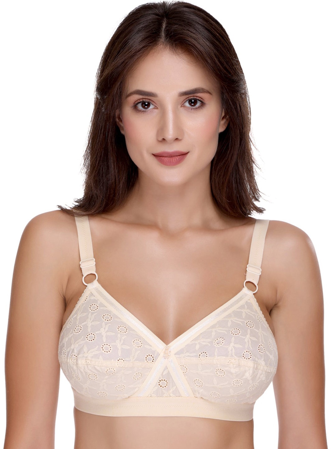 

SONA Self Design Non Padded Full Coverage Everyday Bra All Day Comfort, Beige