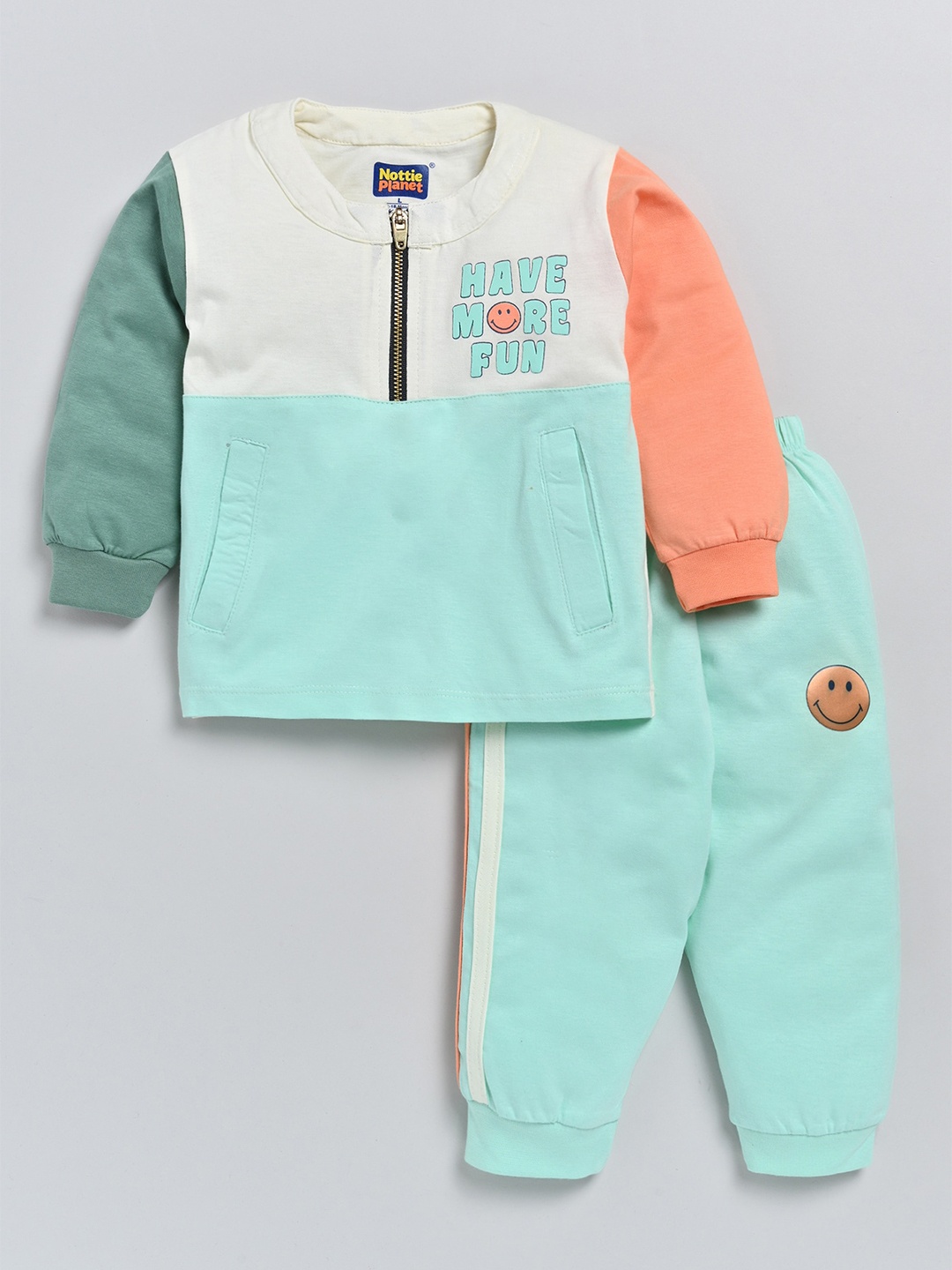 

Nottie Planet Boys Colourblocked Pure Cotton T-Shirt With Pyjamas, Green