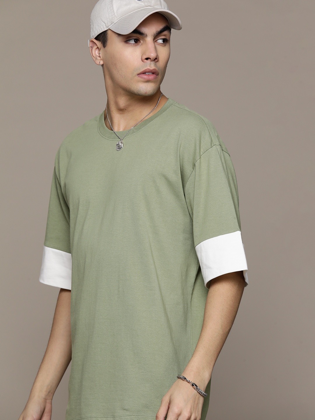 

The Roadster Lifestyle Co. Oversized Pure Cotton T-shirt, Olive