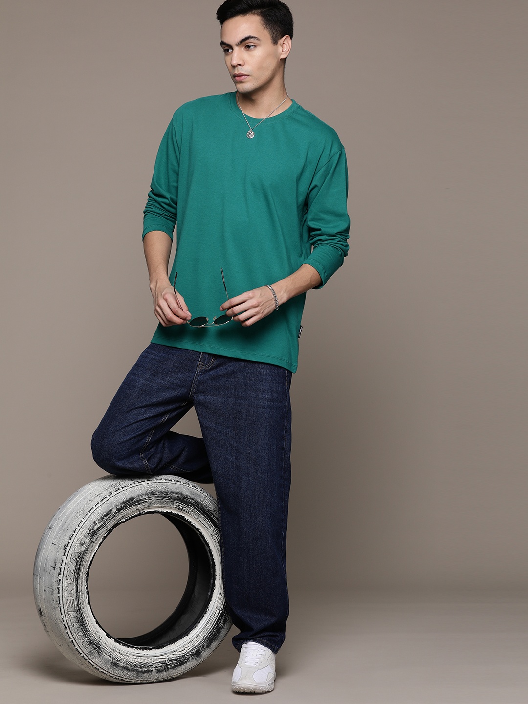 

The Roadster Lifestyle Co. Solid Pure Cotton T-shirt, Teal