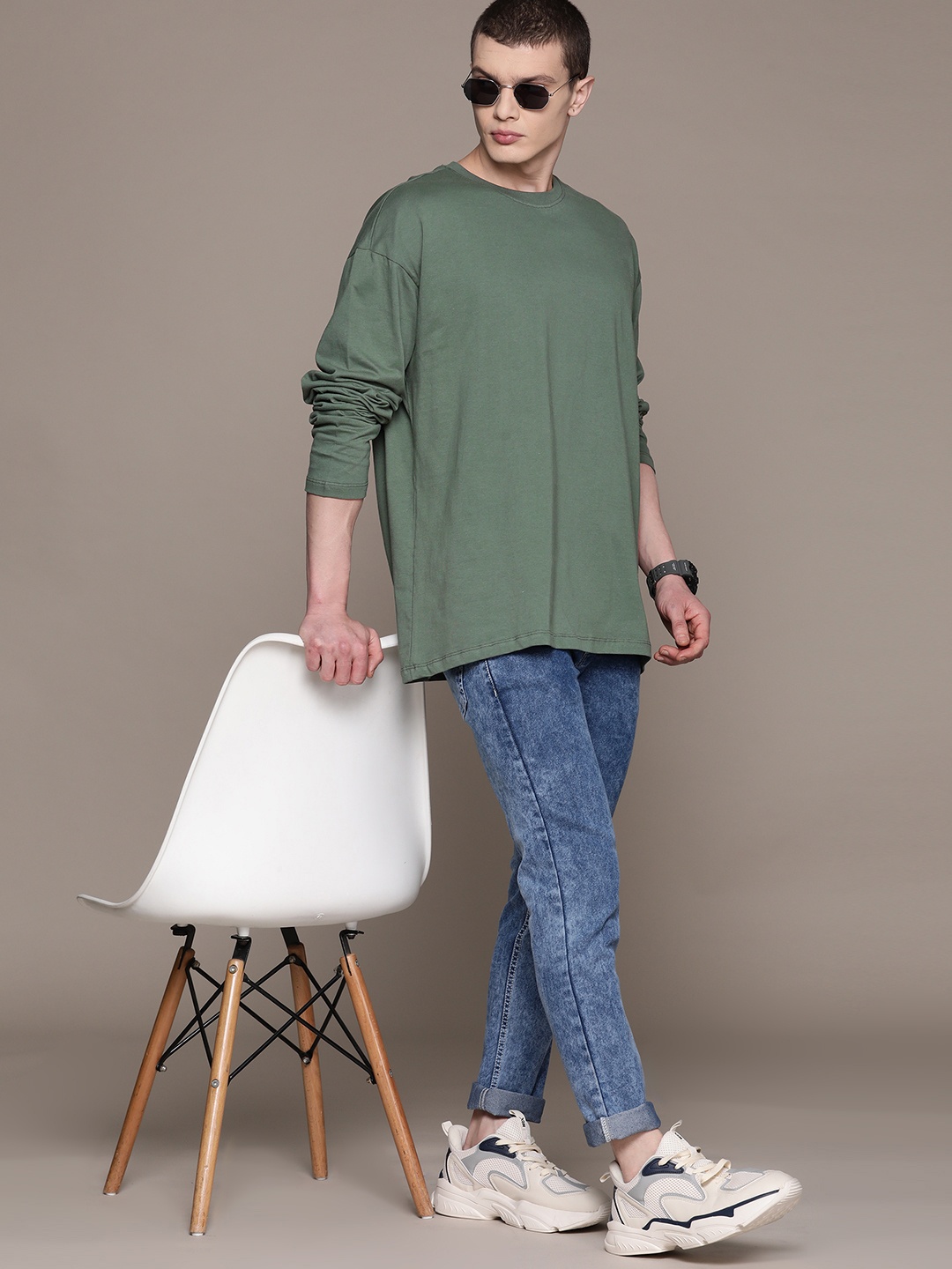 

The Roadster Lifestyle Co. Pure Cotton Oversized T-shirt, Green