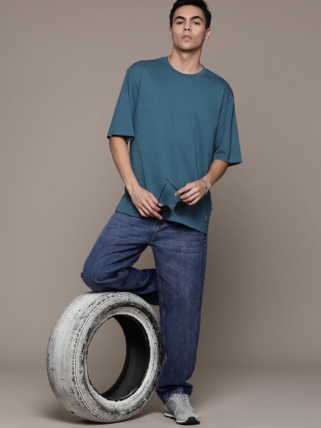 

The Roadster Lifestyle Co. Oversized Pure Cotton T-shirt, Teal