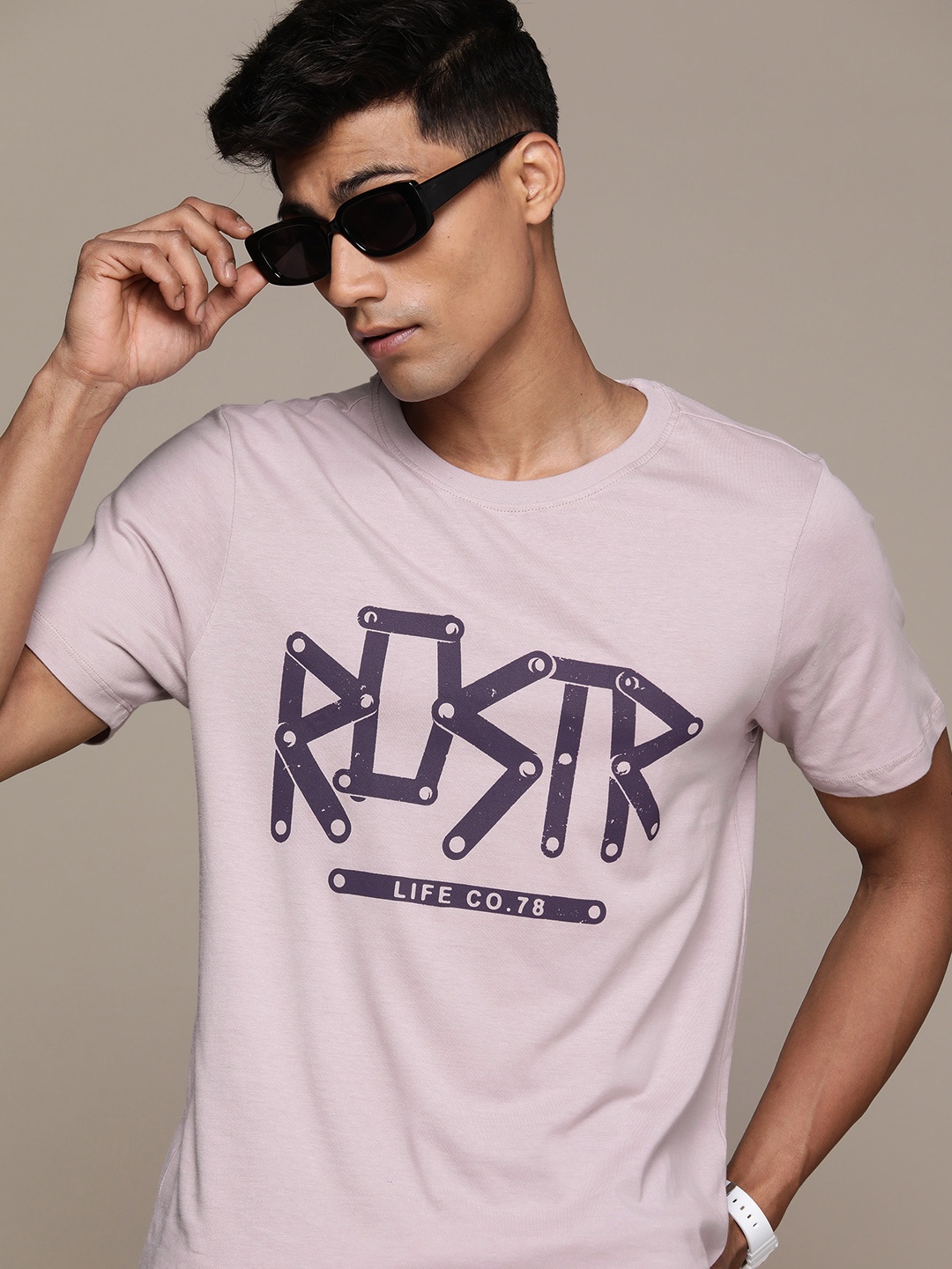 

The Roadster Lifestyle Co. Typography Print Pure Cotton T-shirt, Lavender