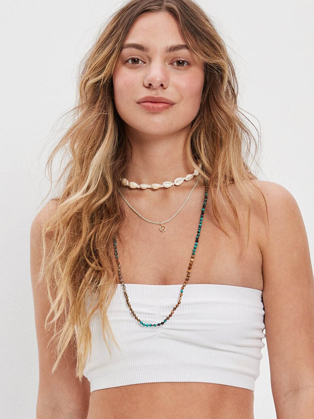 

AMERICAN EAGLE OUTFITTERS Off Shoulder Tube Crop Top, White