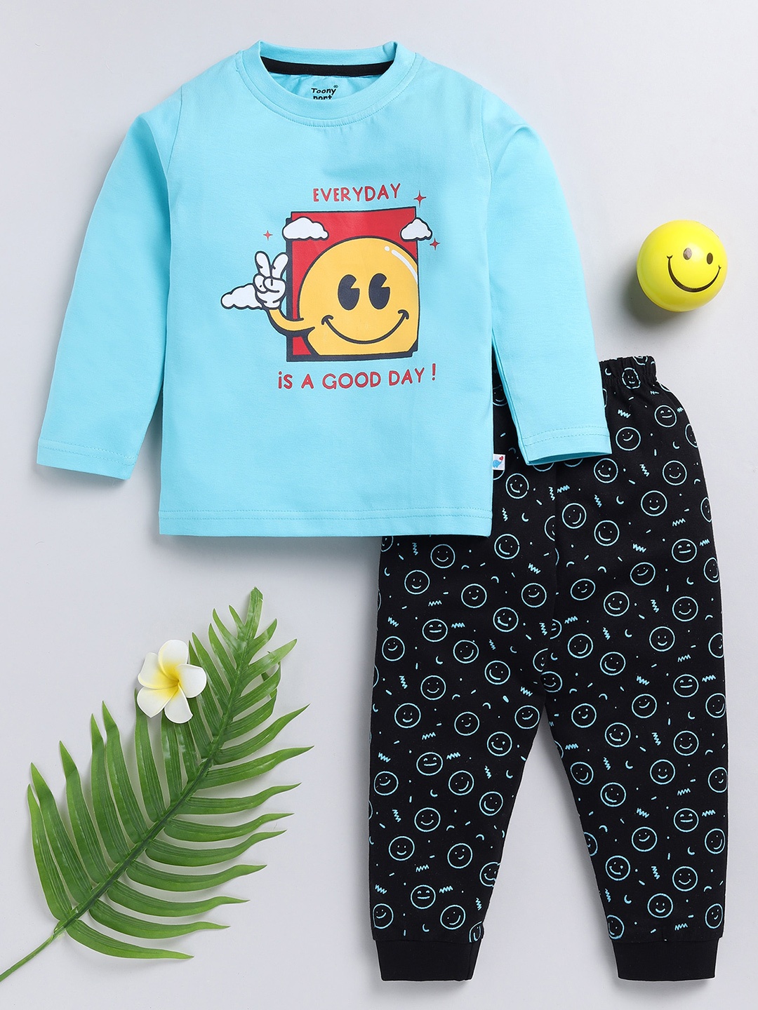 

Toonyport Boys Printed Pure Cotton T-shirt With Trousers, Blue