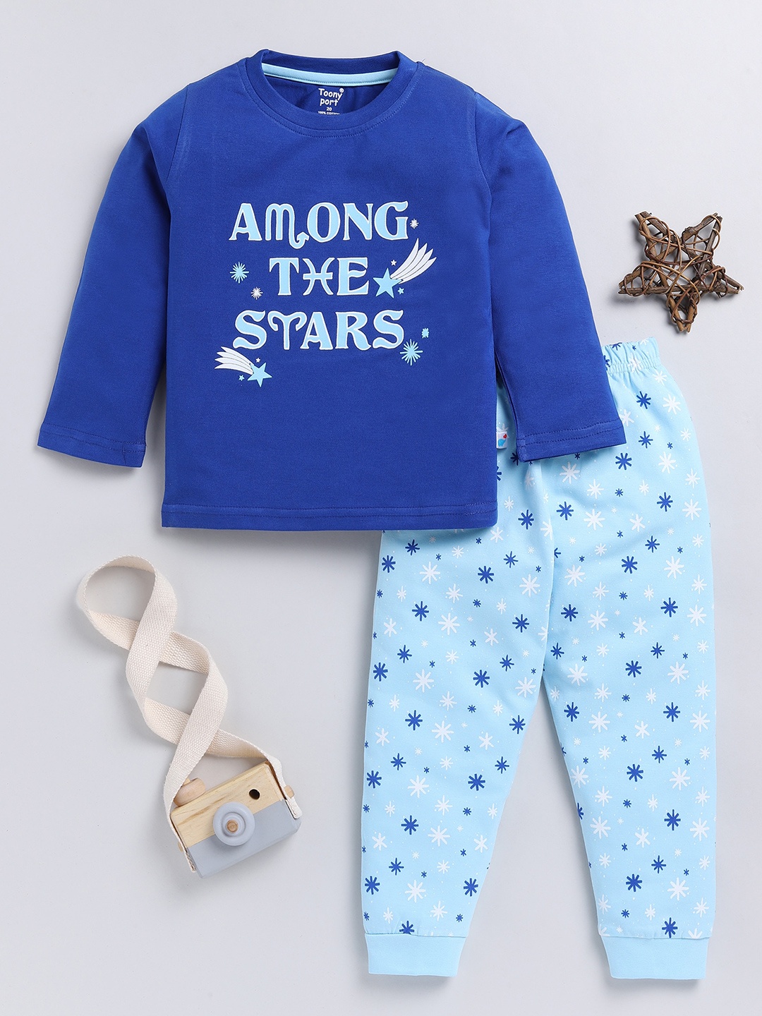 

Toonyport Boys Printed Pure Cotton T-shirt With Trousers, Blue