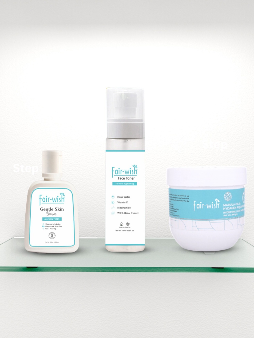 

Fair Wish 3-Step Cleanser Toner & Moisturizer With Jute Carry Pouch, White