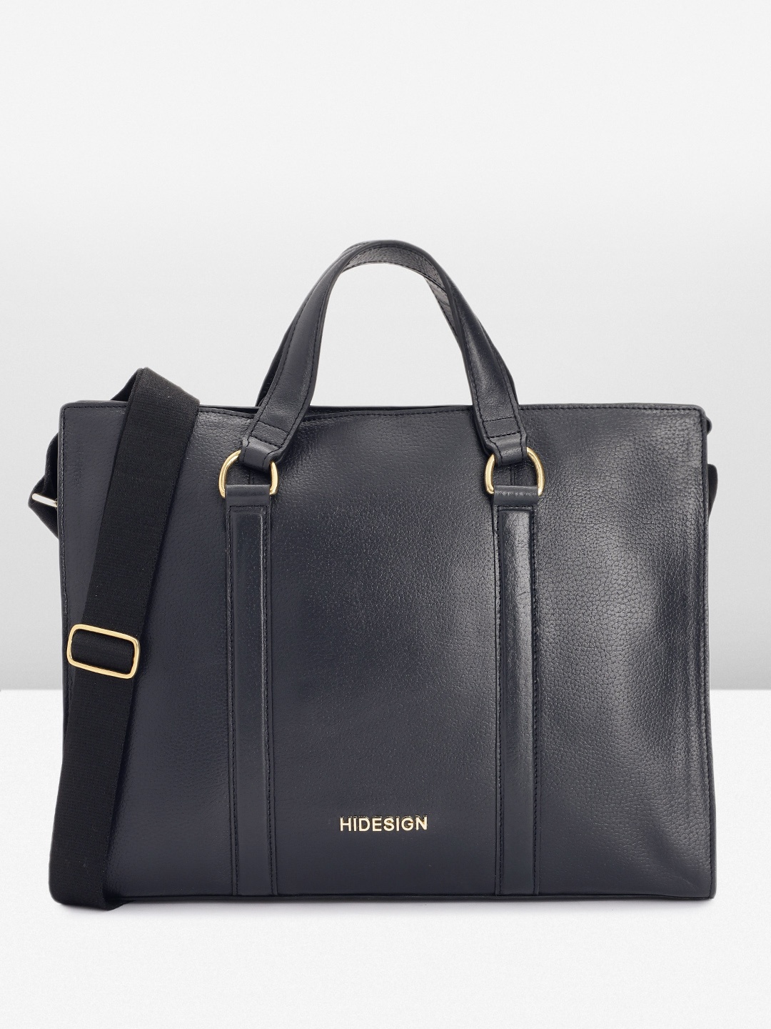 

Hidesign Men Solid Insead Leather Laptop Bag, Navy blue