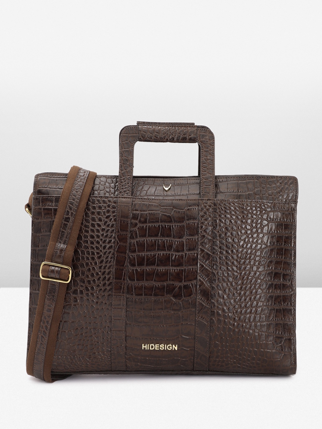

Hidesign Men Textured Leather Laptop Bag, Brown