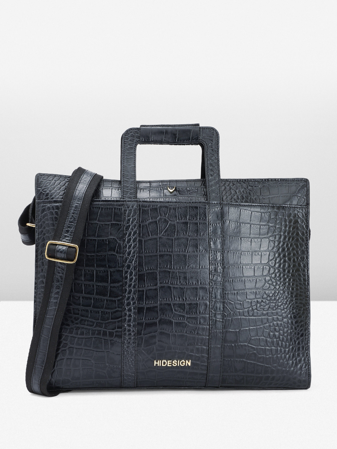 

Hidesign Men Textured Leather Laptop Bag, Navy blue