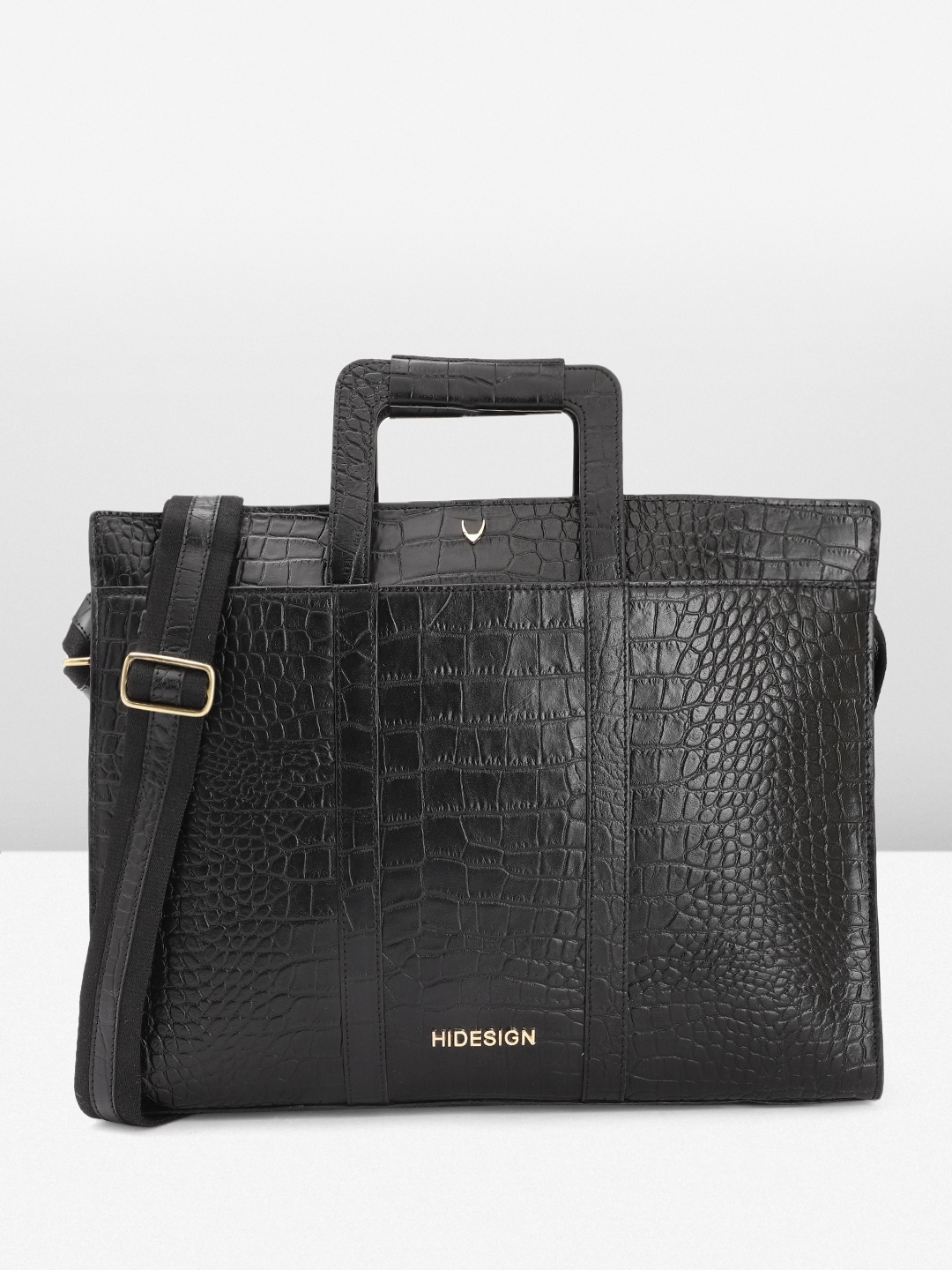 

Hidesign Men Textured Leather Laptop Bag, Black