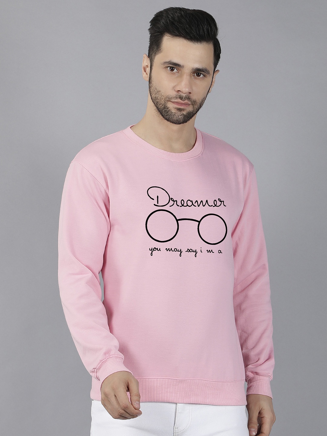 

Fashion And Youth Typography Printed Round Neck Long Sleeve Pullover Fleece Sweatshirt, Pink
